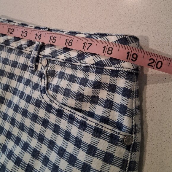 Talbots Denim A-Line Fancy Gingham Blue & White Skirt Women's Size 16/18 - Picture 10 of 14